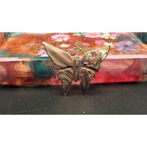 Heavy Vintage Abalogne Sterling Silver Beautiful Butterfly Brooch